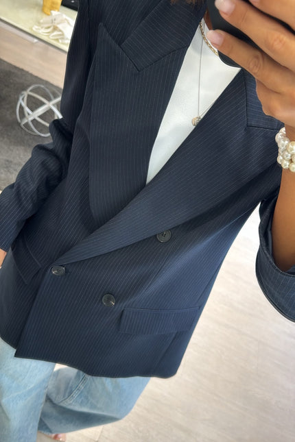 Blazer completo gessato blue navy kn