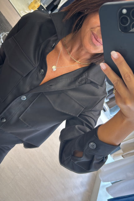 Camicia overshirt nera ak