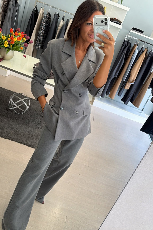 Pantalone dritto completo grigio medio ak
