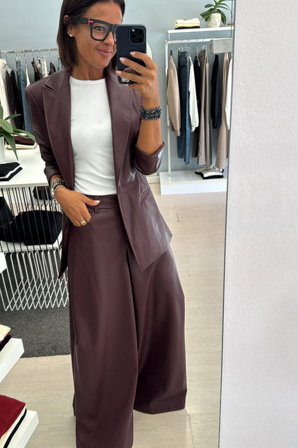 Pantalone ecopelle bordeaux