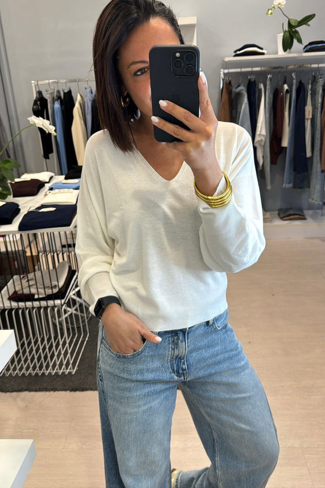 Maglia scollo a V bianco