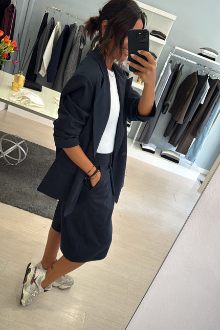 Blazer completo gessato blue navy kn