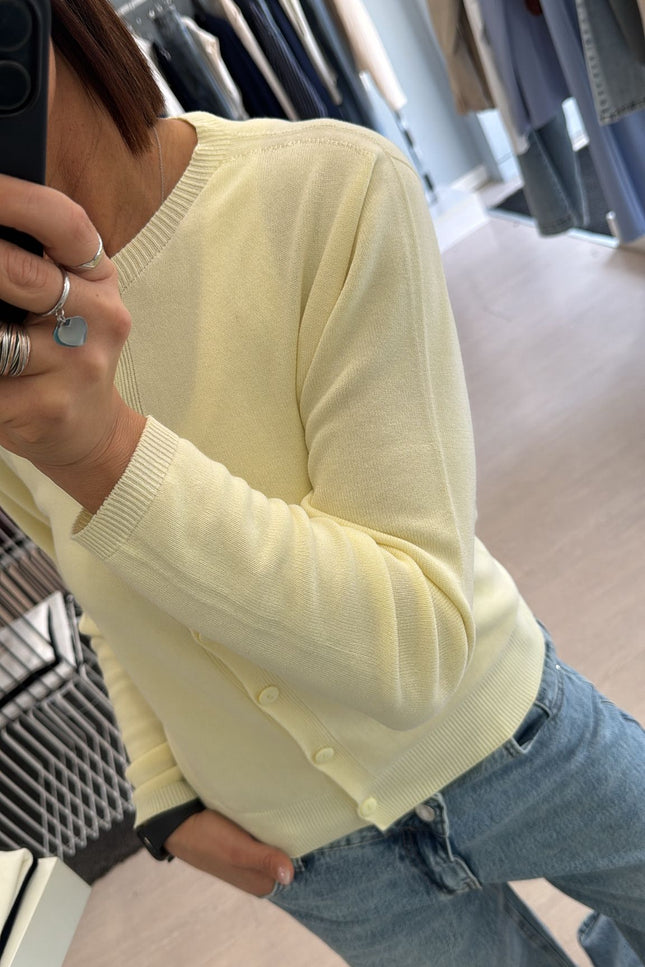 Cardigan regular giallo pastello kn