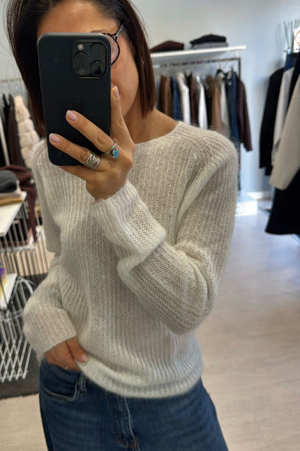 Maglia scollo a barca bianco