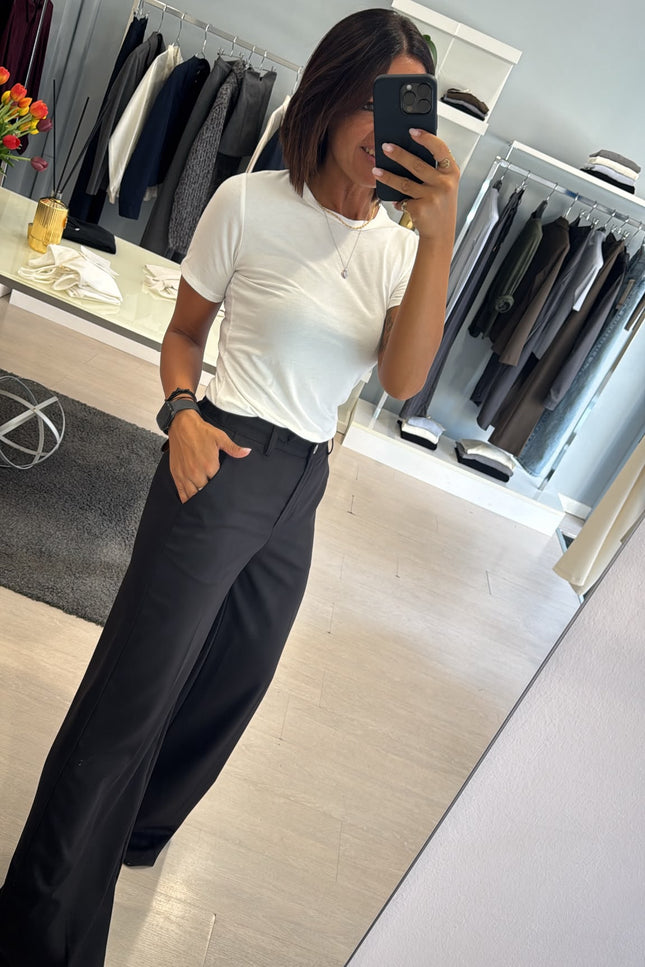 Pantalone dritto completo overshirt nero ak