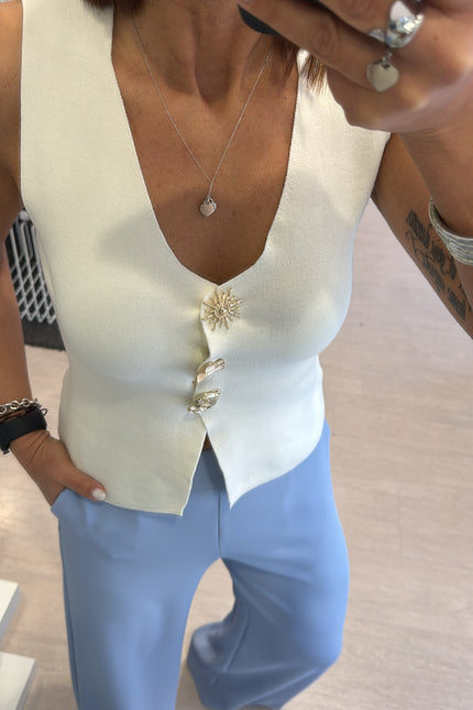 Gilet gioiello bianco latte