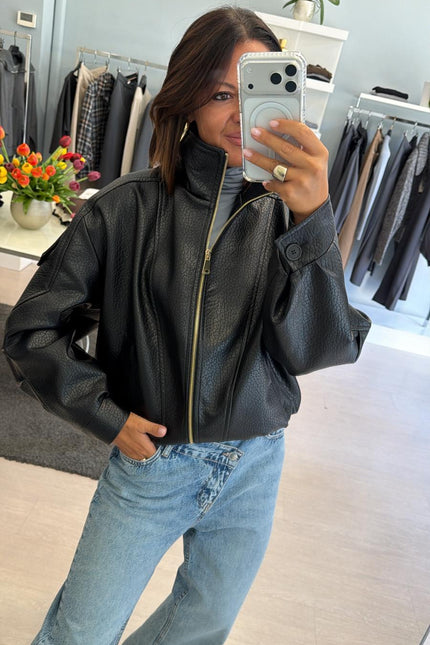 Bomber nero ecopelle martellata kk