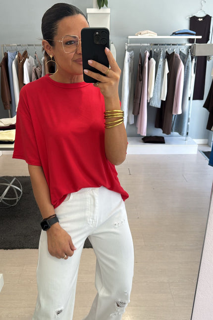 T-shirt boxy fit rossa kn