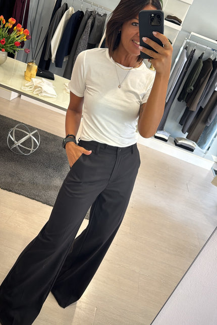 Pantalone dritto completo overshirt nero ak