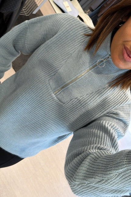 Maglia a coste mezza zip nuvola kn