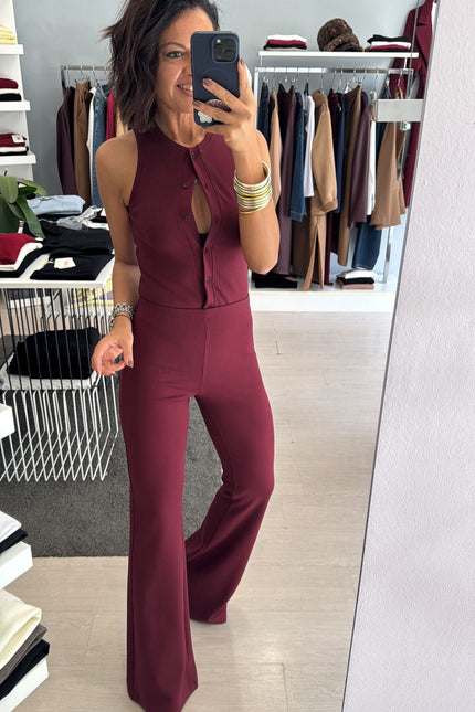 Pantalone zampa bordeaux