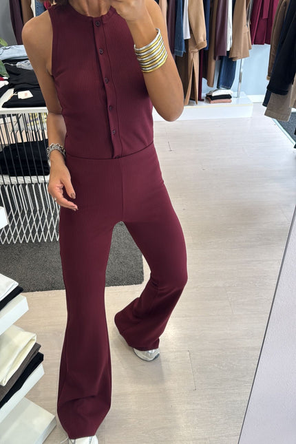 Pantalone zampa bordeaux