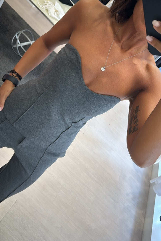 Top bustier completo punto milano grigio medio kn