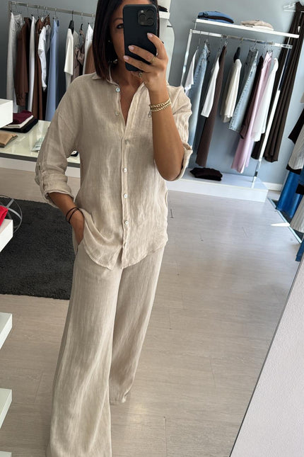 Camicia in lino sabbia sl