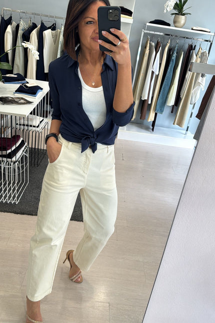 Pantalone barrel avorio kn