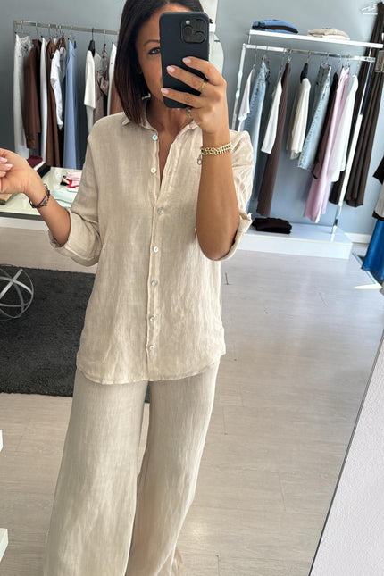 Camicia in lino sabbia sl