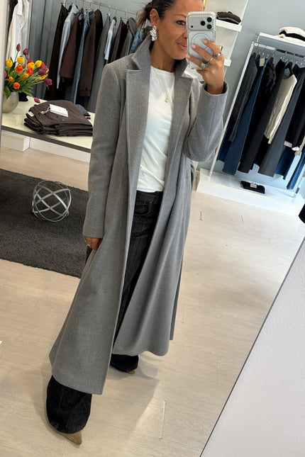Cappotto lungo grigio melangè kk