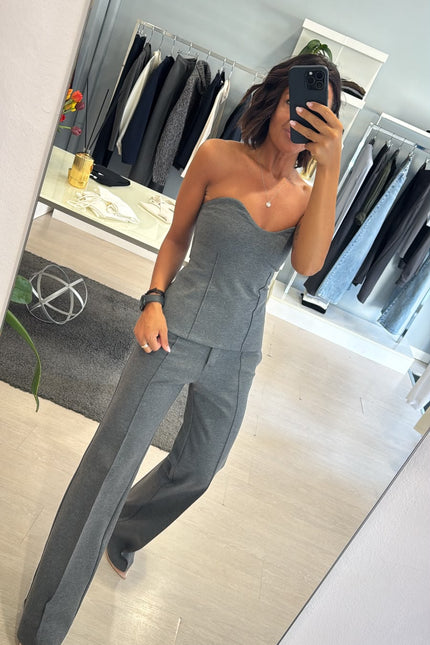 Top bustier completo punto milano grigio medio kn