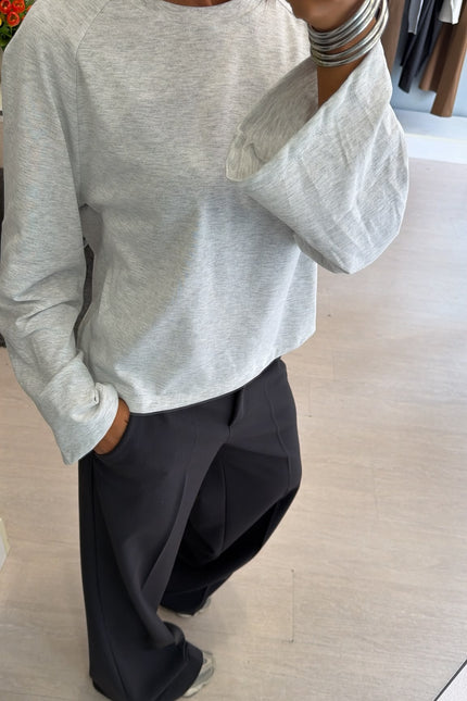 Maglia manica campana grigio melange kk