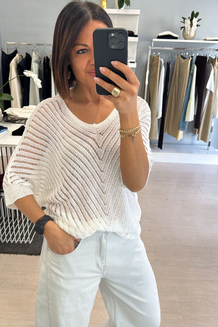 Maglia traforata bianca