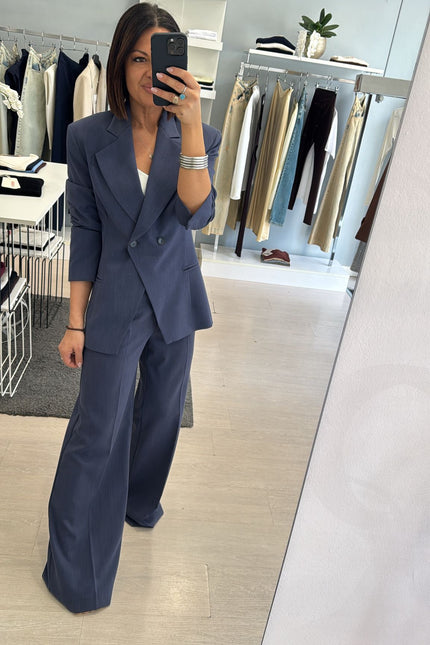Pantalone completo melange blu kk