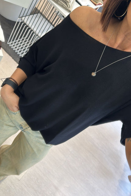 Maglia manica corta over nera kn