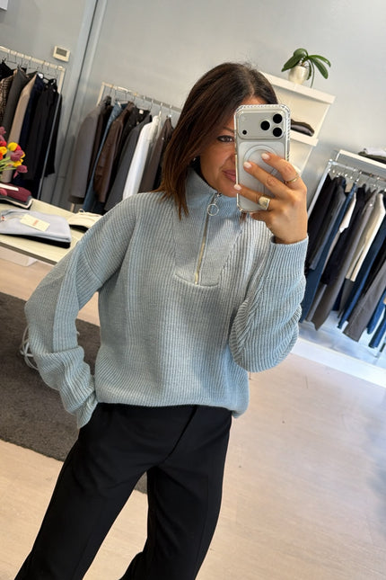 Maglia a coste mezza zip nuvola kn