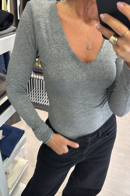 Maglia filo in lurex grigia