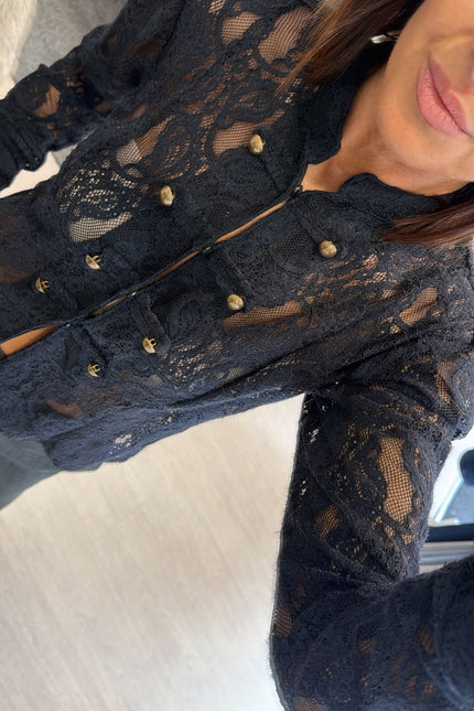 Camicia in pizzo nera kk