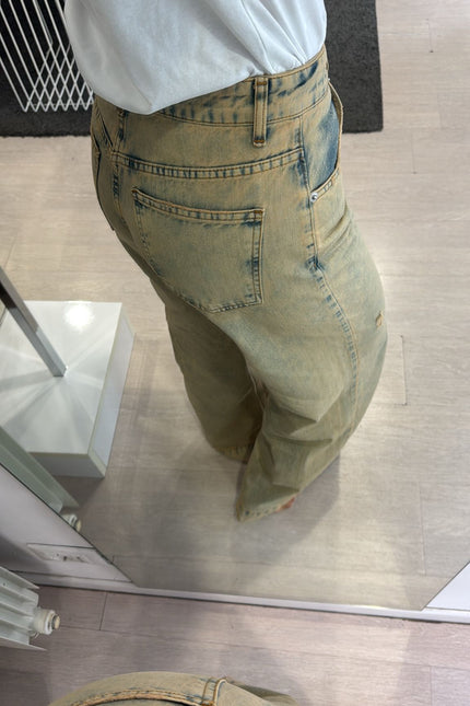 Jeans wide leg sfumato sabbia