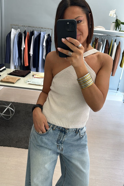 Top uncinetto bianco kn