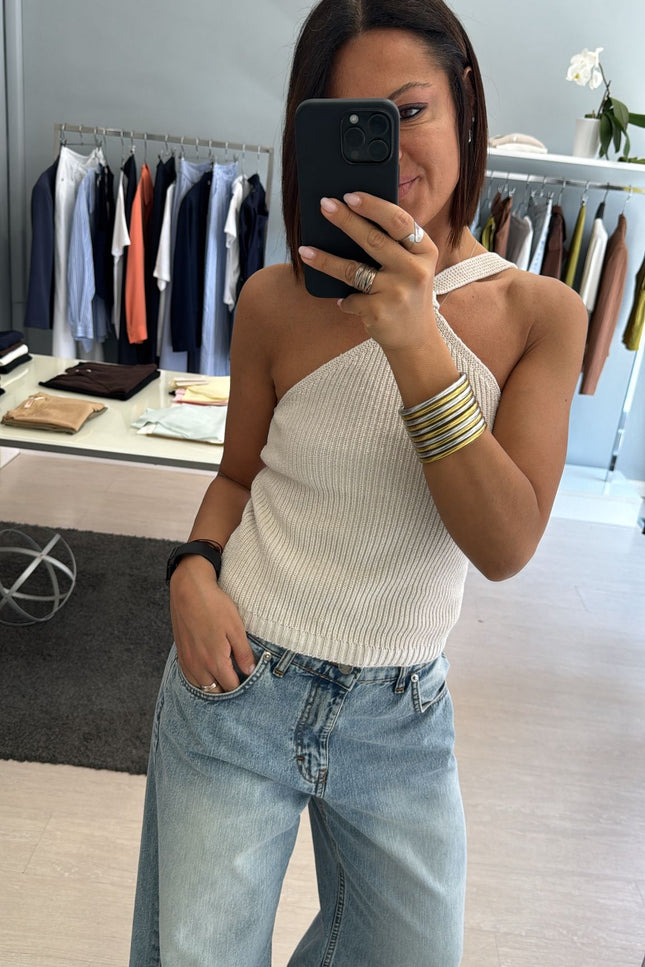 Top uncinetto bianco kn