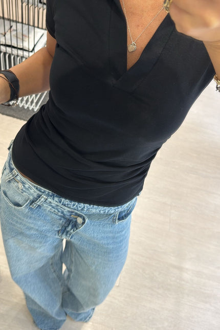 Polo nera slim cc