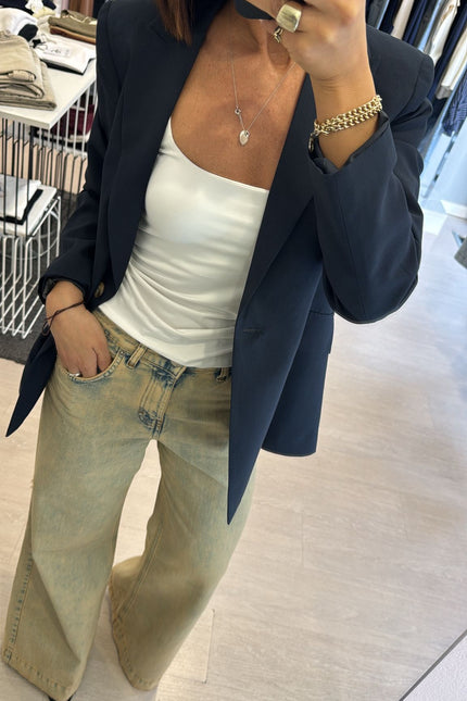 Jeans wide leg sfumato sabbia