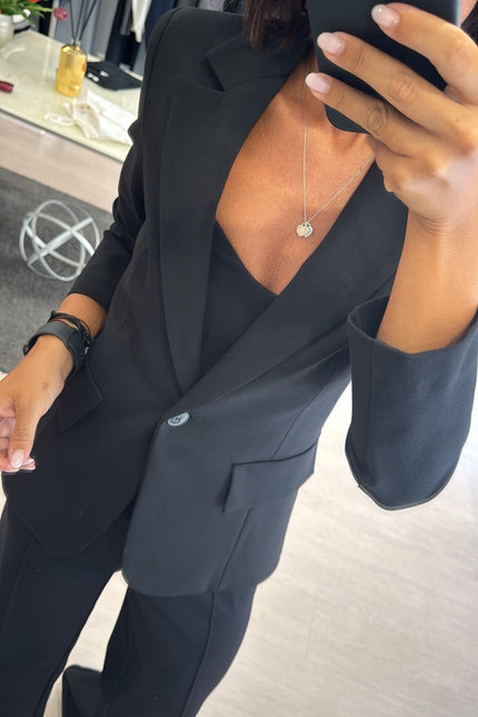 Giacca slim completo punto milano nera kn