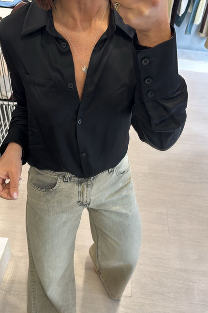 Camicia satin nera