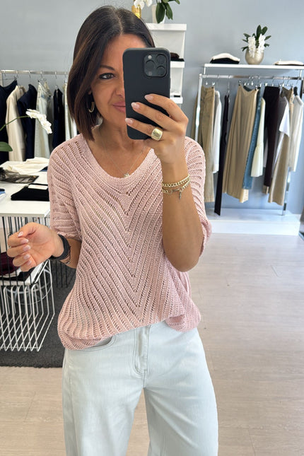 Maglia traforata rosa