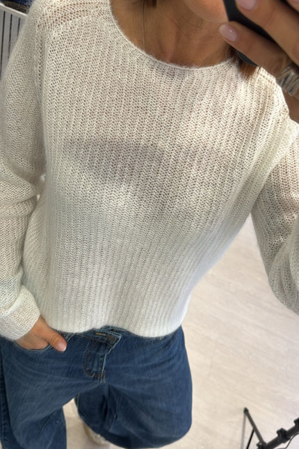 Maglia scollo a barca bianco