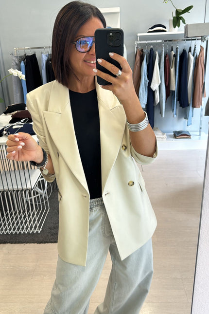 Giacca ecopelle avorio