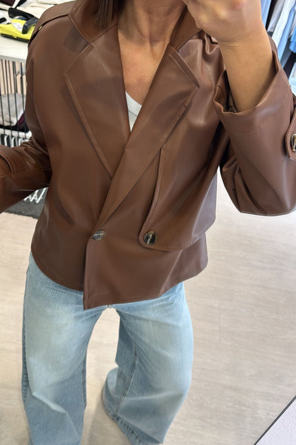 Giacca ecopelle cuoio