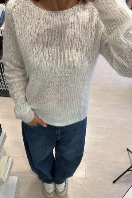 Maglia scollo a barca bianco