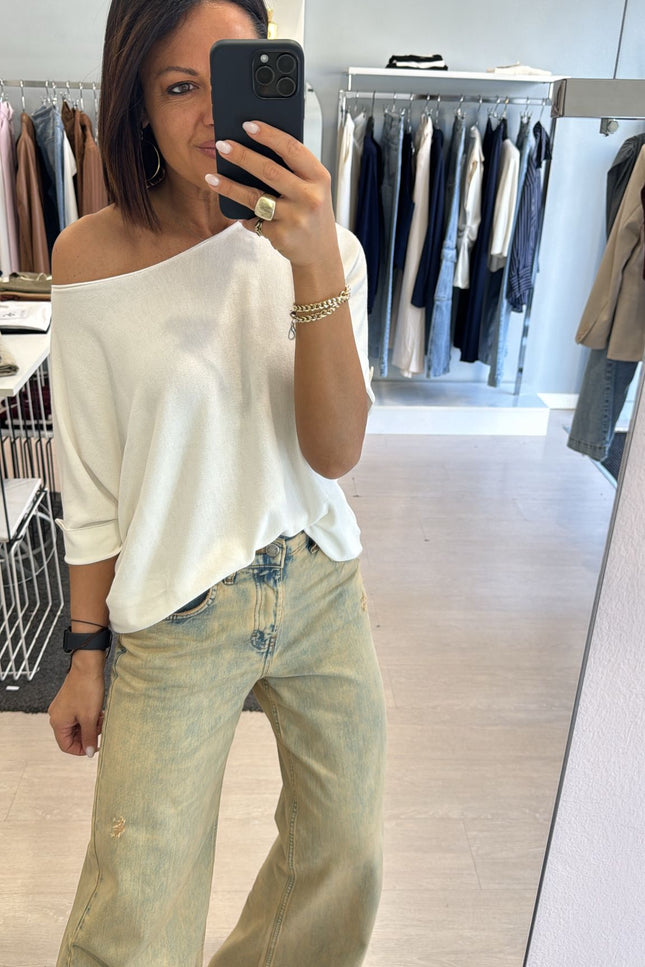 Maglia manica corta over bianca kn