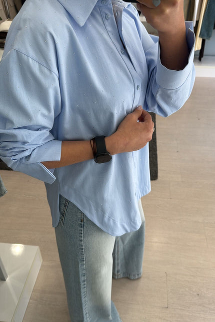 Camicia punto luce azzurra