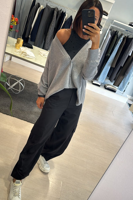 Pantalone cargo nero kn