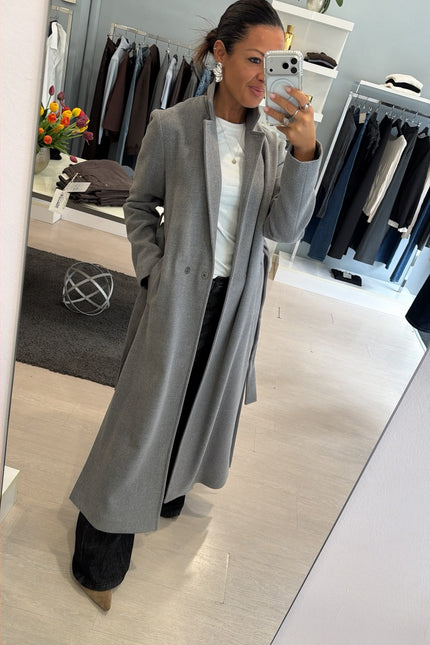 Cappotto lungo grigio melangè kk