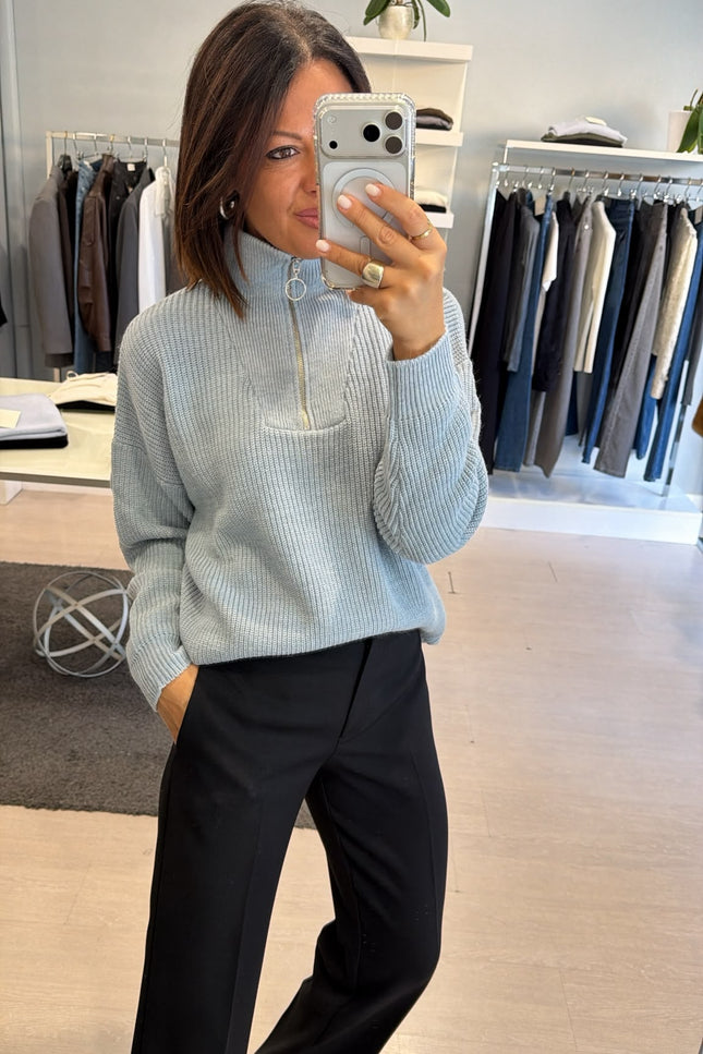Maglia a coste mezza zip nuvola kn