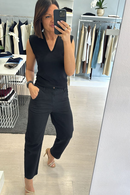 Pantalone barrel nero kn