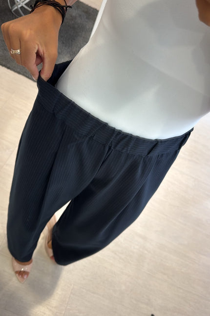 Pantalone completo gessato blue navy kn
