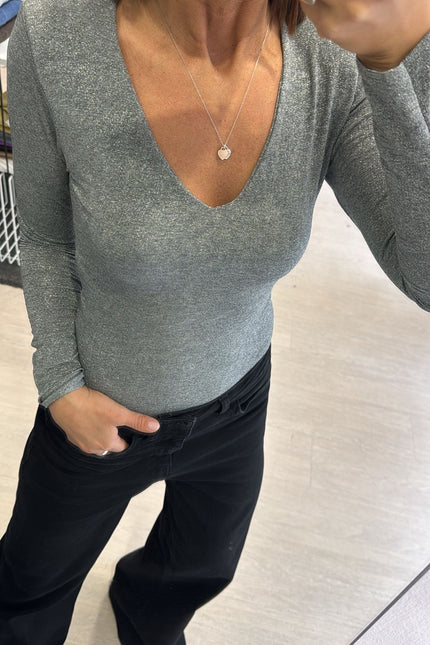 Maglia filo in lurex grigia