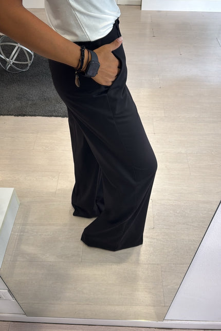 Pantalone dritto completo overshirt nero ak